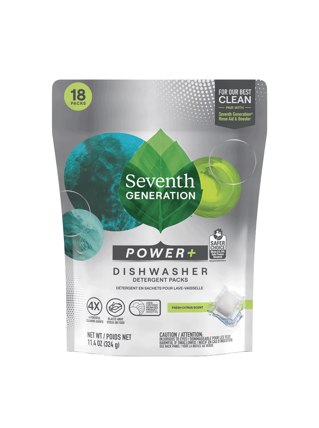 Power+™ Dishwasher Detergent Packs - Fresh Citrus - 18 Count / 43 Count / 70 Count Dish Care Essential
