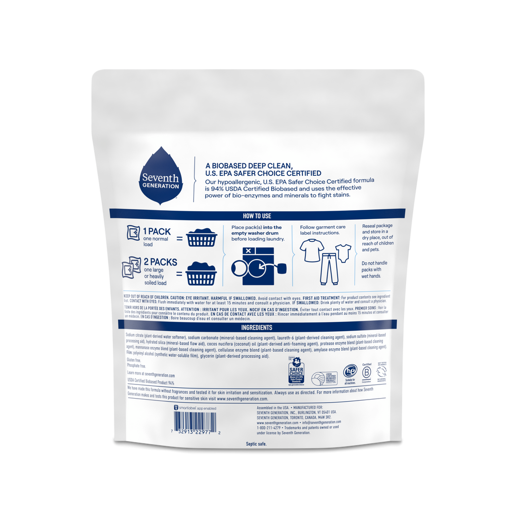 Laundry Detergent Packs - Free & Clear Fabric Care Essential
