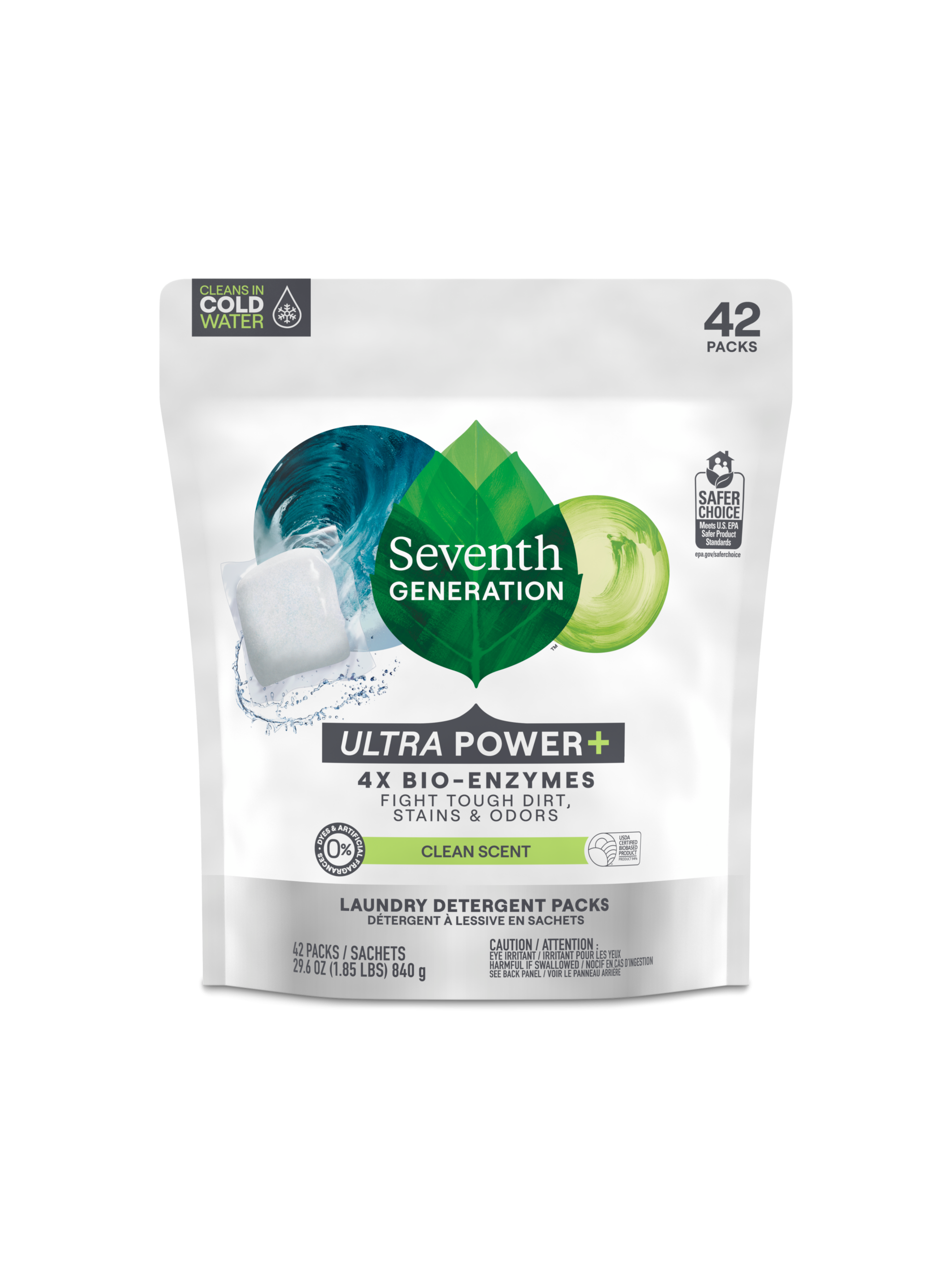 Power+™ Laundry Detergent Packs - Clean Scent Fabric Care Essential