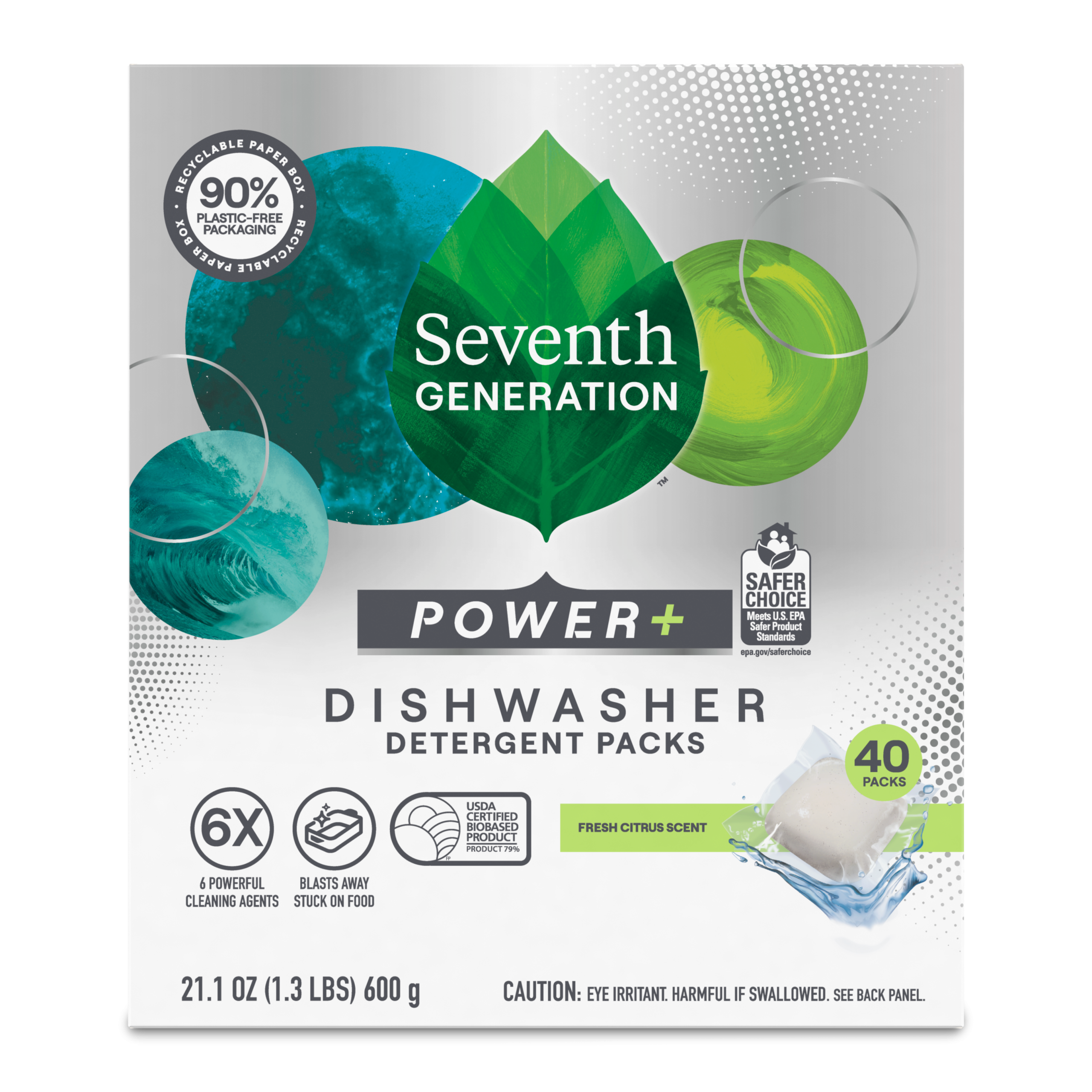Power+™ Dishwasher Detergent Packs - Fresh Citrus - 15 Count / 40 Count / 70 Count Dish Care Essential