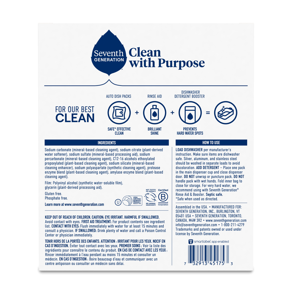 Dishwasher Detergent Packs - Free & Clear Dish Care Essential