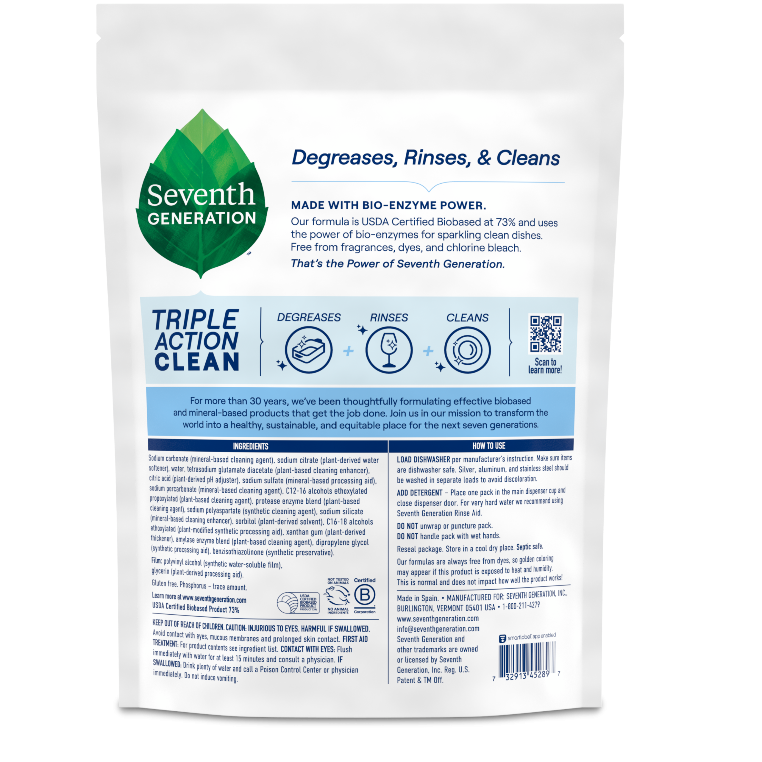 Multi-Chamber Dishwasher Detergent Packs - Free & Clear Dish Care Essential
