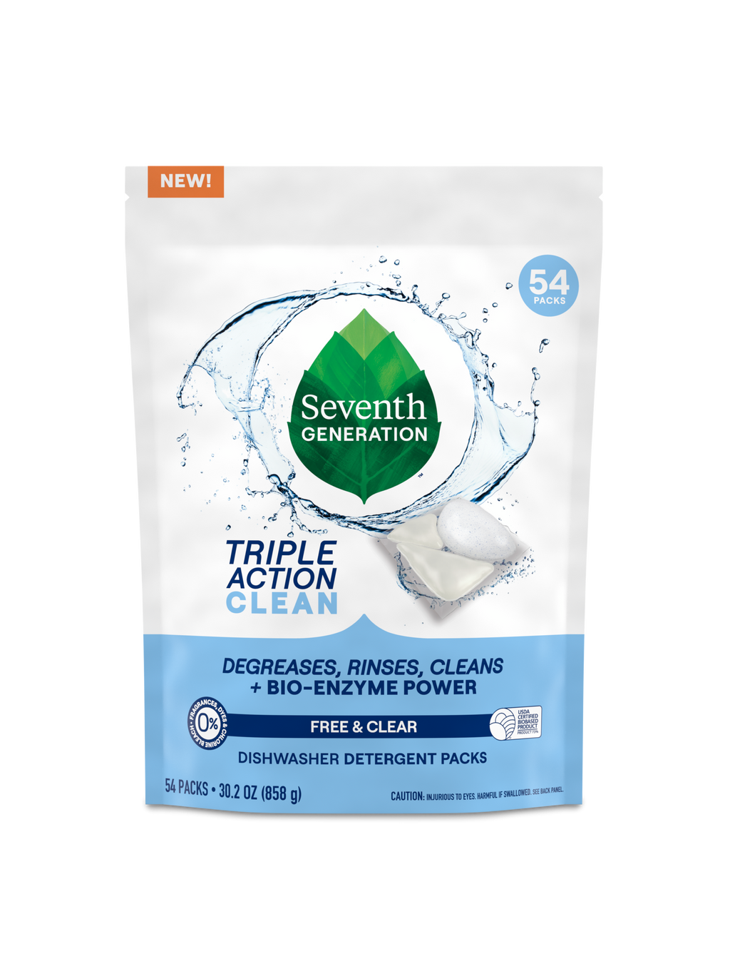 Multi-Chamber Dishwasher Detergent Packs - Free & Clear Dish Care Essential