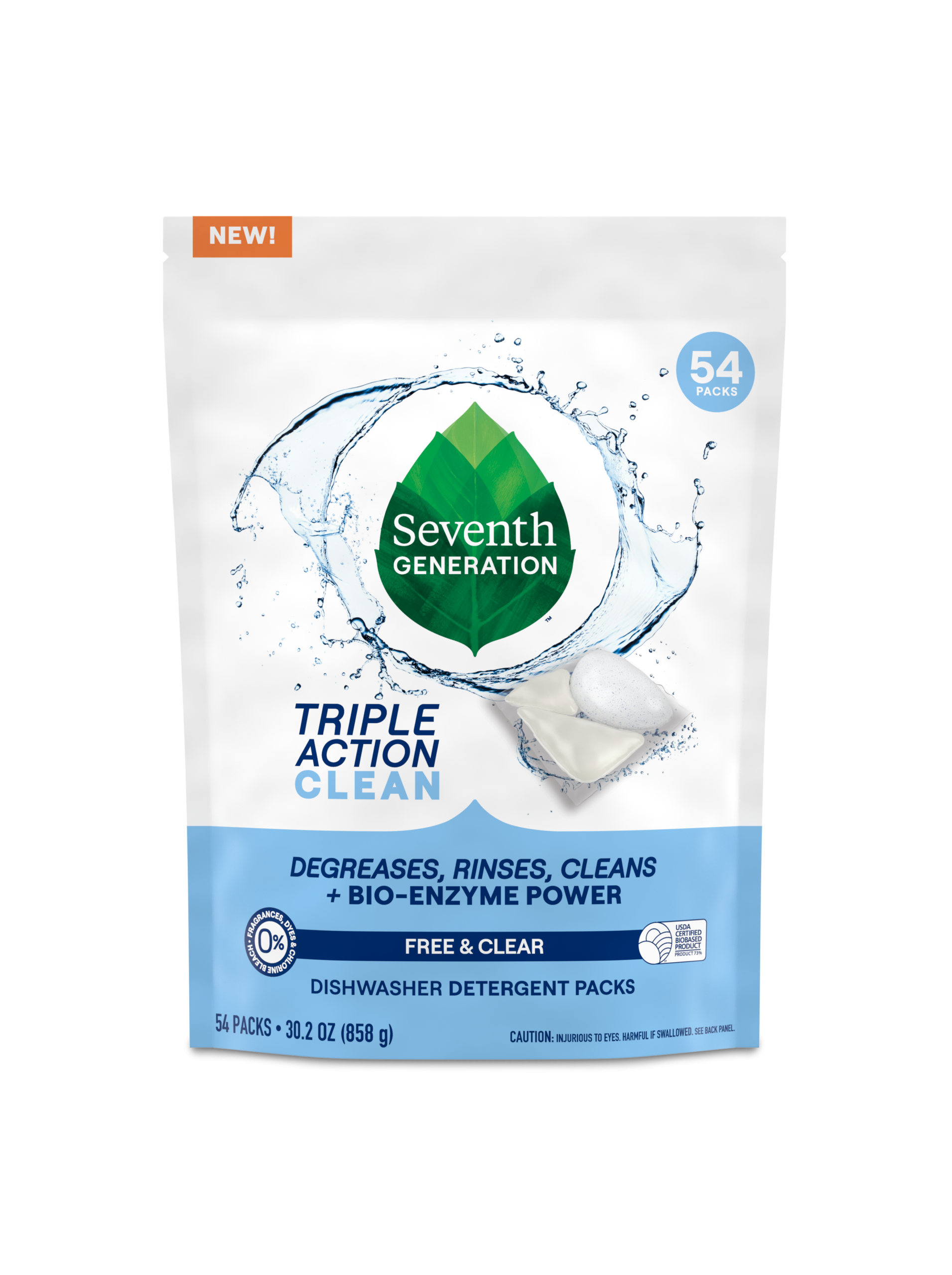 Multi-Chamber Dishwasher Detergent Packs - Free & Clear Dish Care Essential
