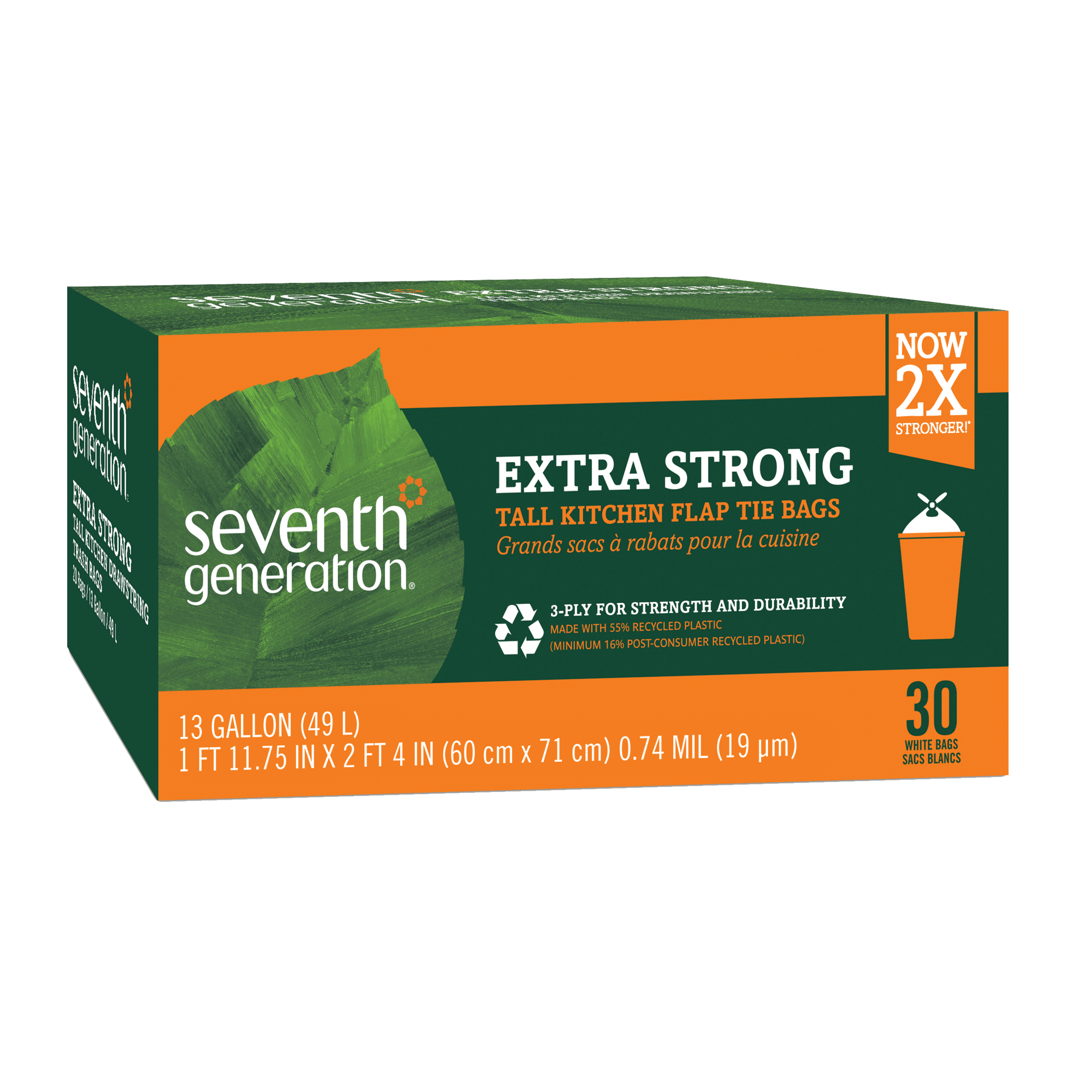 Extra Strong Tall Kitchen Flap Tie Trash Bags - 13 gallon Kitchen Cleanup Essential
