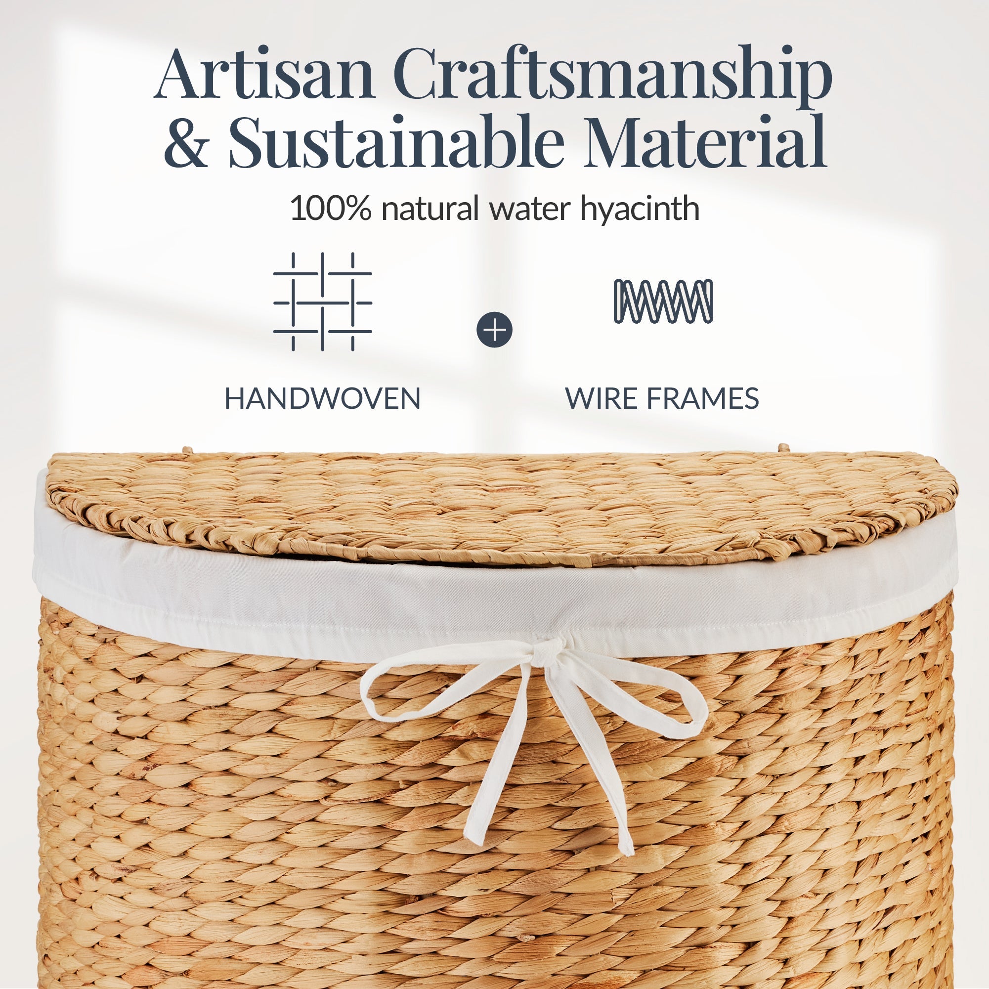 Half Moon Round Laundry Hamper w/ Lid