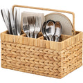 Handwoven Silverware Organizer w/ Handle 4 Compartments