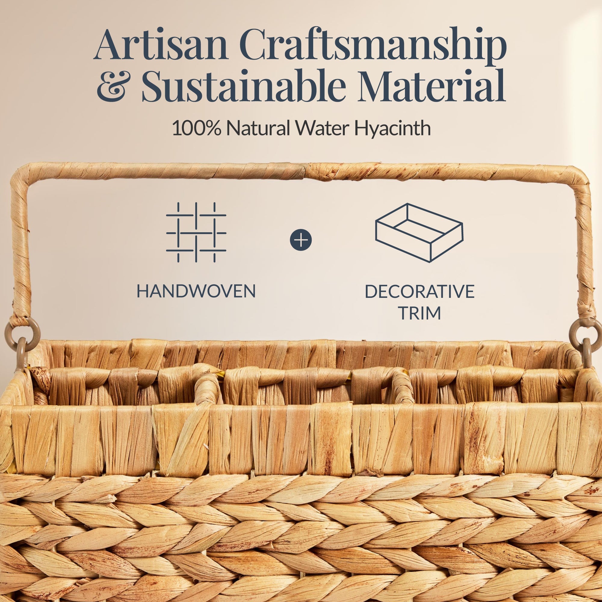 Handwoven Silverware Organizer w/ Handle 4 Compartments