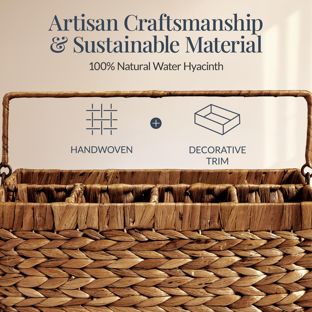 Handwoven Silverware Organizer w/ Handle 5 Compartments