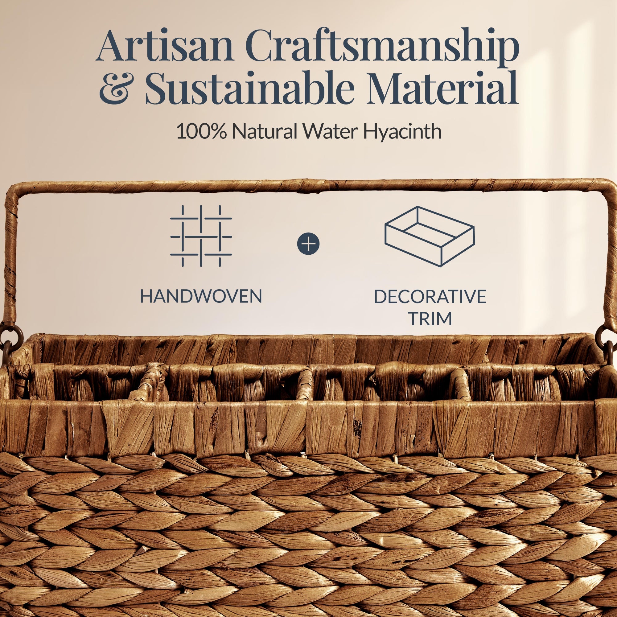 Handwoven Silverware Organizer w/ Handle 5 Compartments