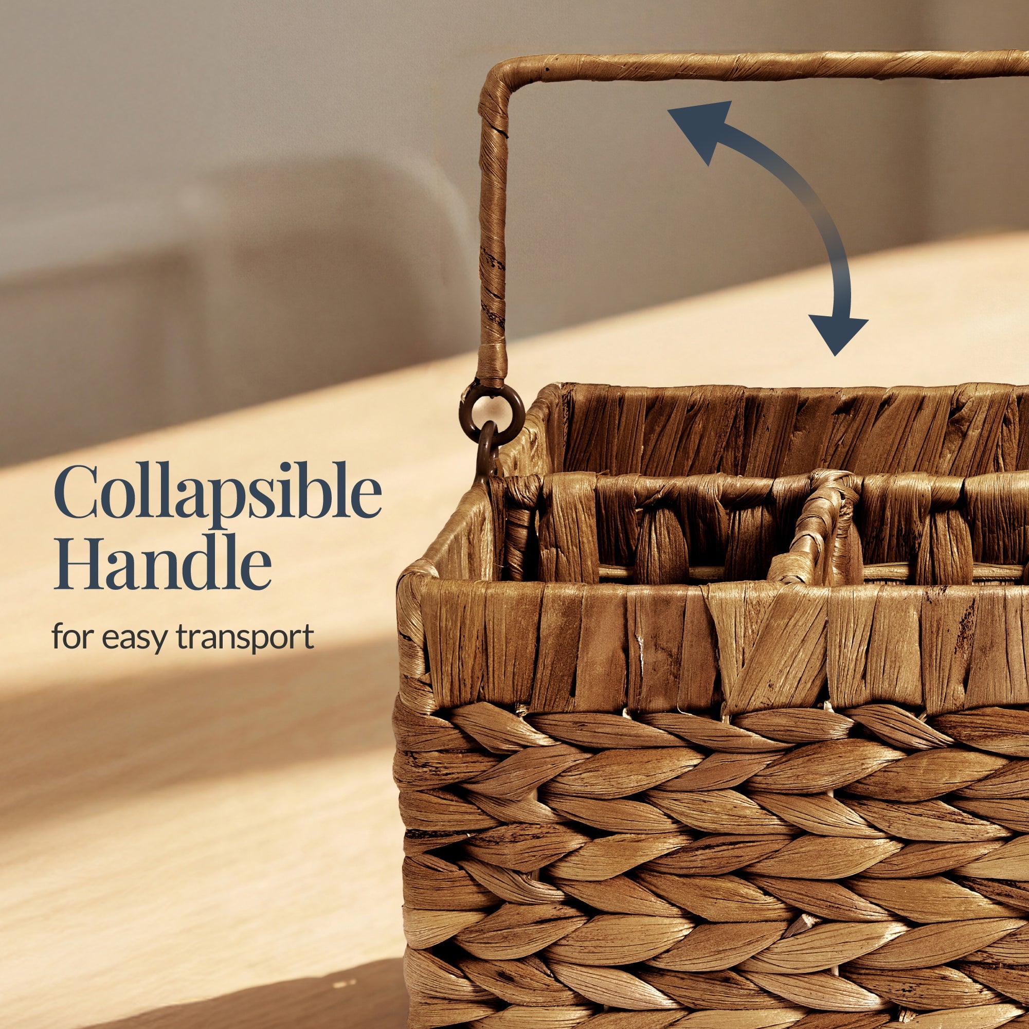 Handwoven Silverware Organizer w/ Handle 5 Compartments