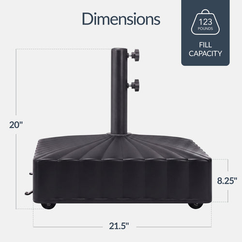 Fillable Mobile Umbrella Base Stand w/ 4 Wheels 2 Locks 123lb Capacity