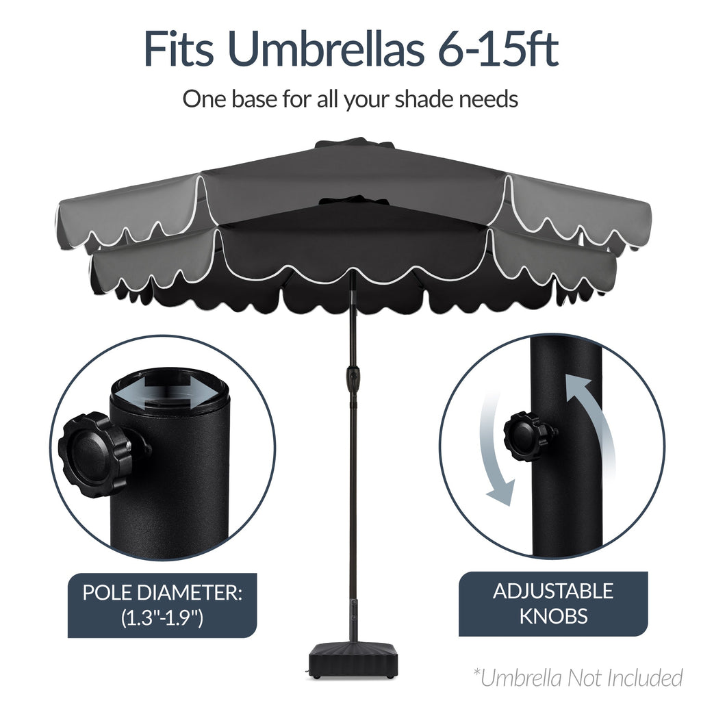 Fillable Mobile Umbrella Base Stand w/ 4 Wheels 2 Locks 123lb Capacity