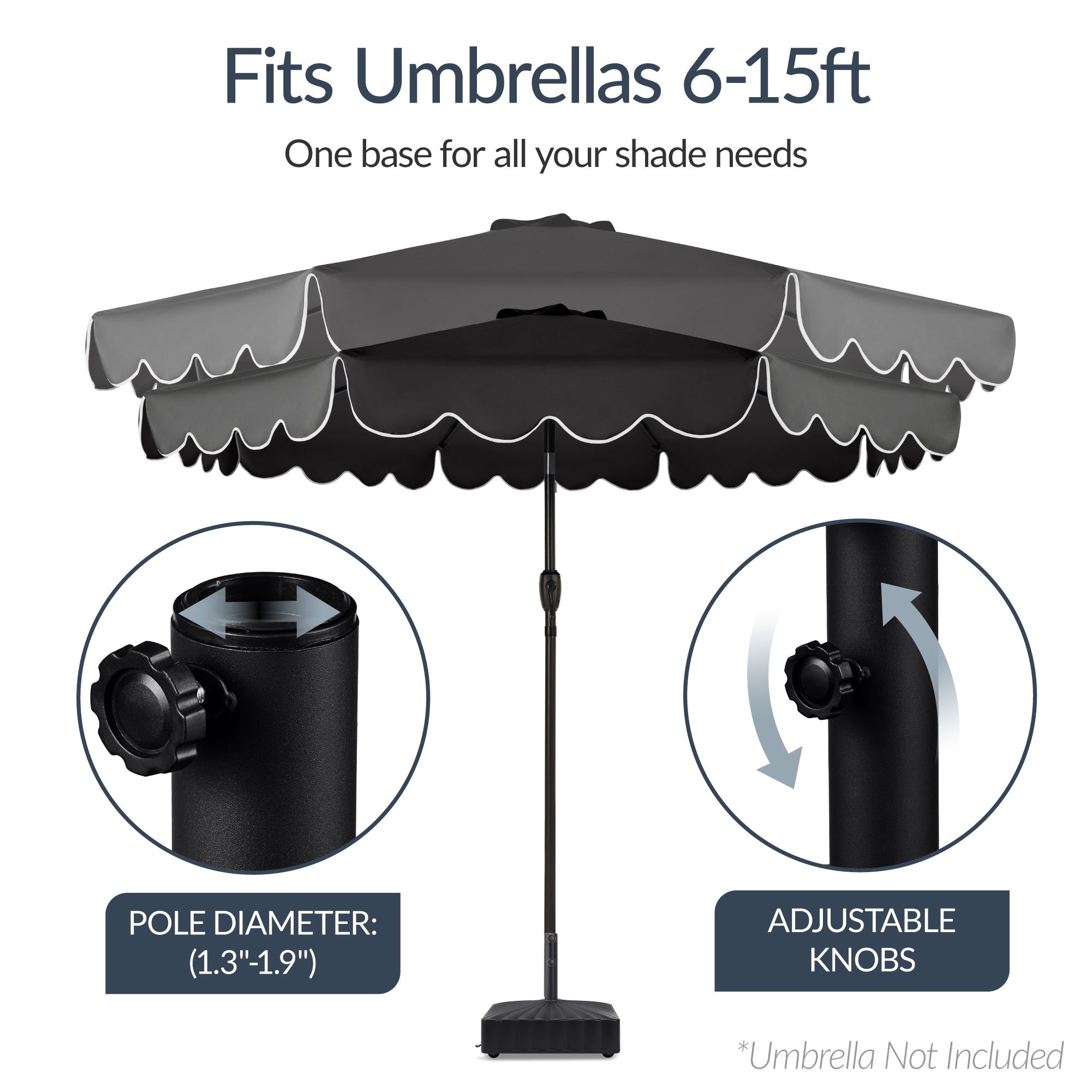 Fillable Mobile Umbrella Base Stand w/ 4 Wheels 2 Locks 123lb Capacity