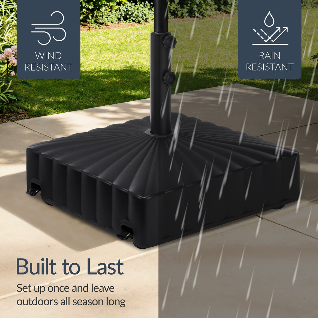 Fillable Mobile Umbrella Base Stand w/ 4 Wheels 2 Locks 123lb Capacity
