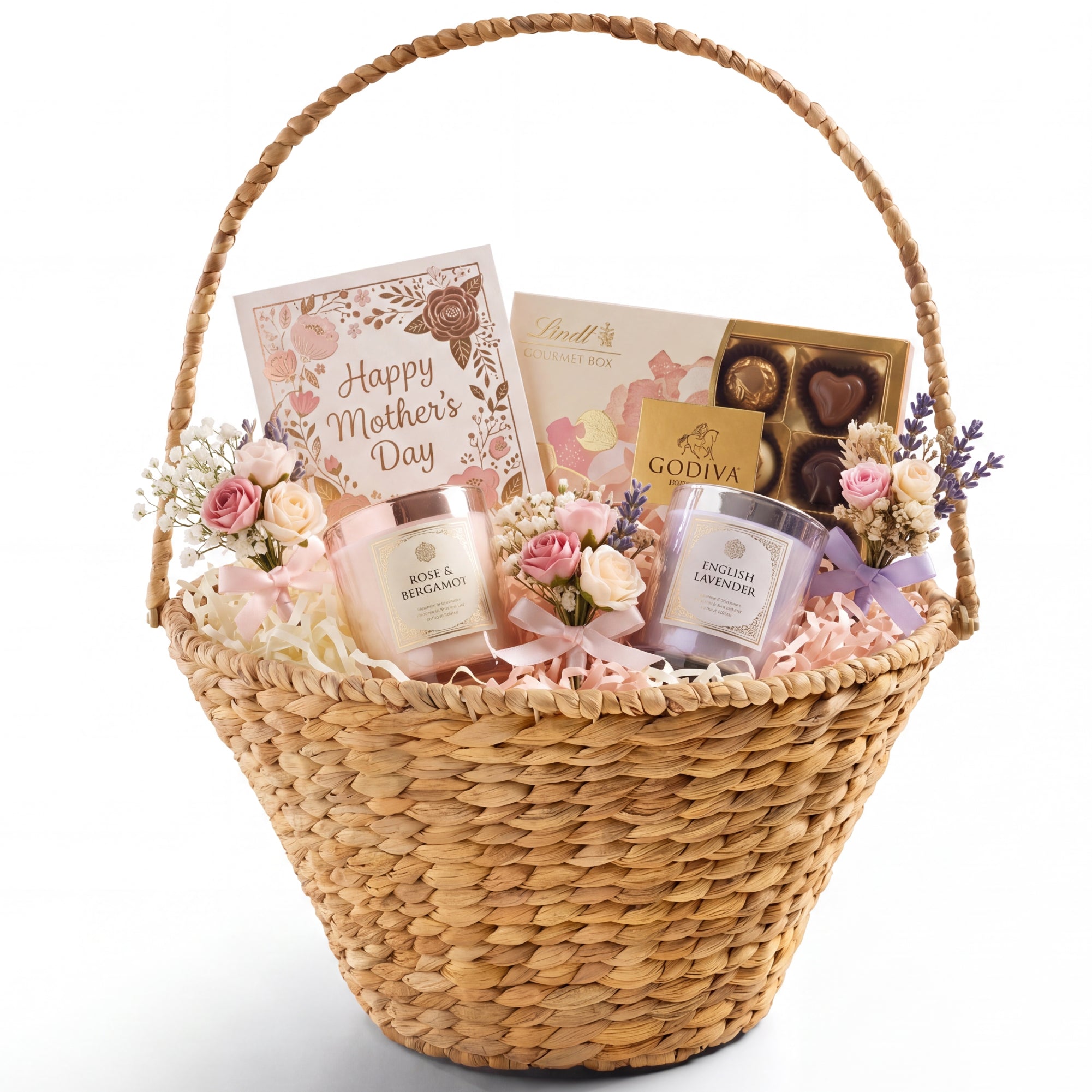 Handwoven Large Mother's Day Gift Basket 20in Basket w/Collapsible Handle