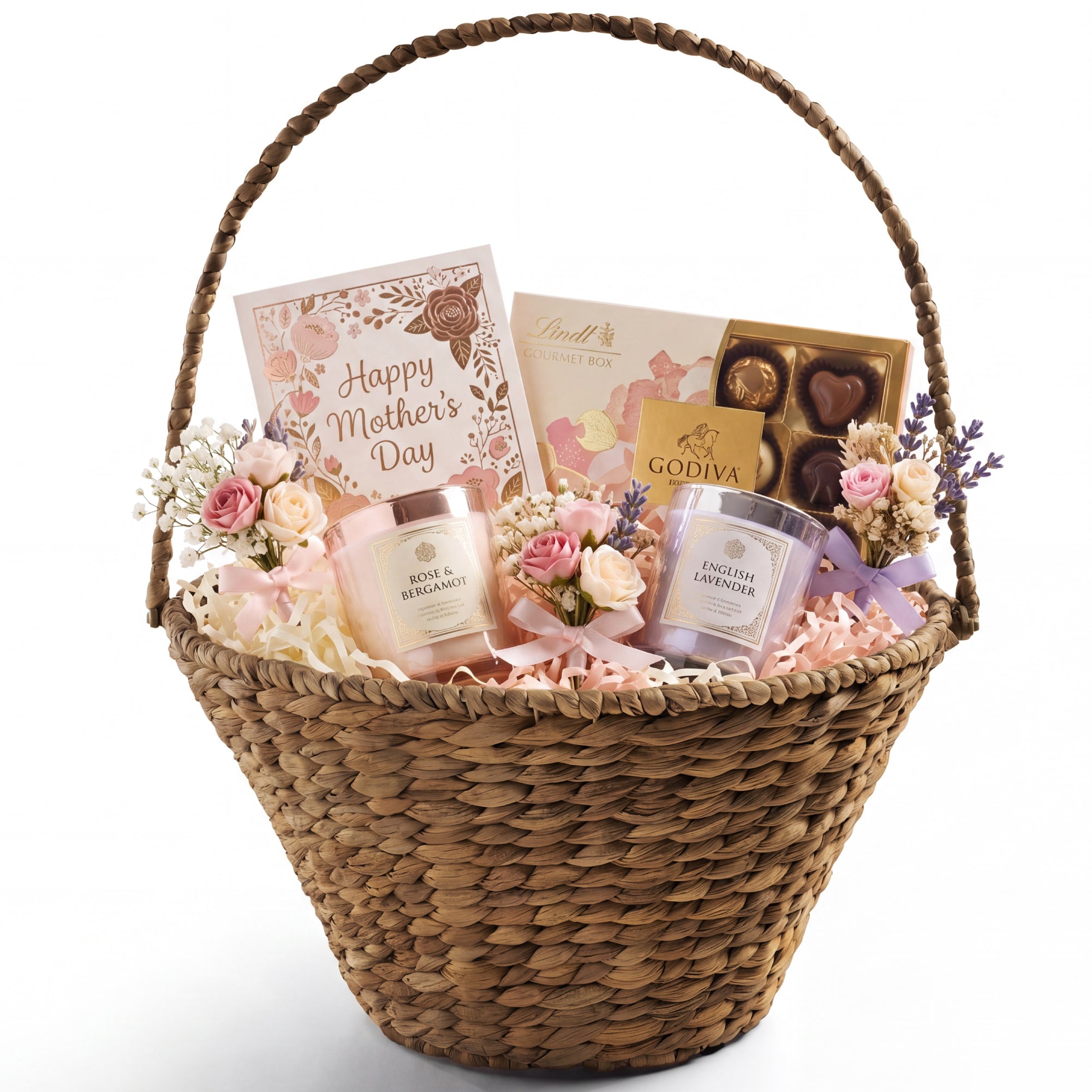 Handwoven Large Mother's Day Gift Basket 20in Basket w/Collapsible Handle