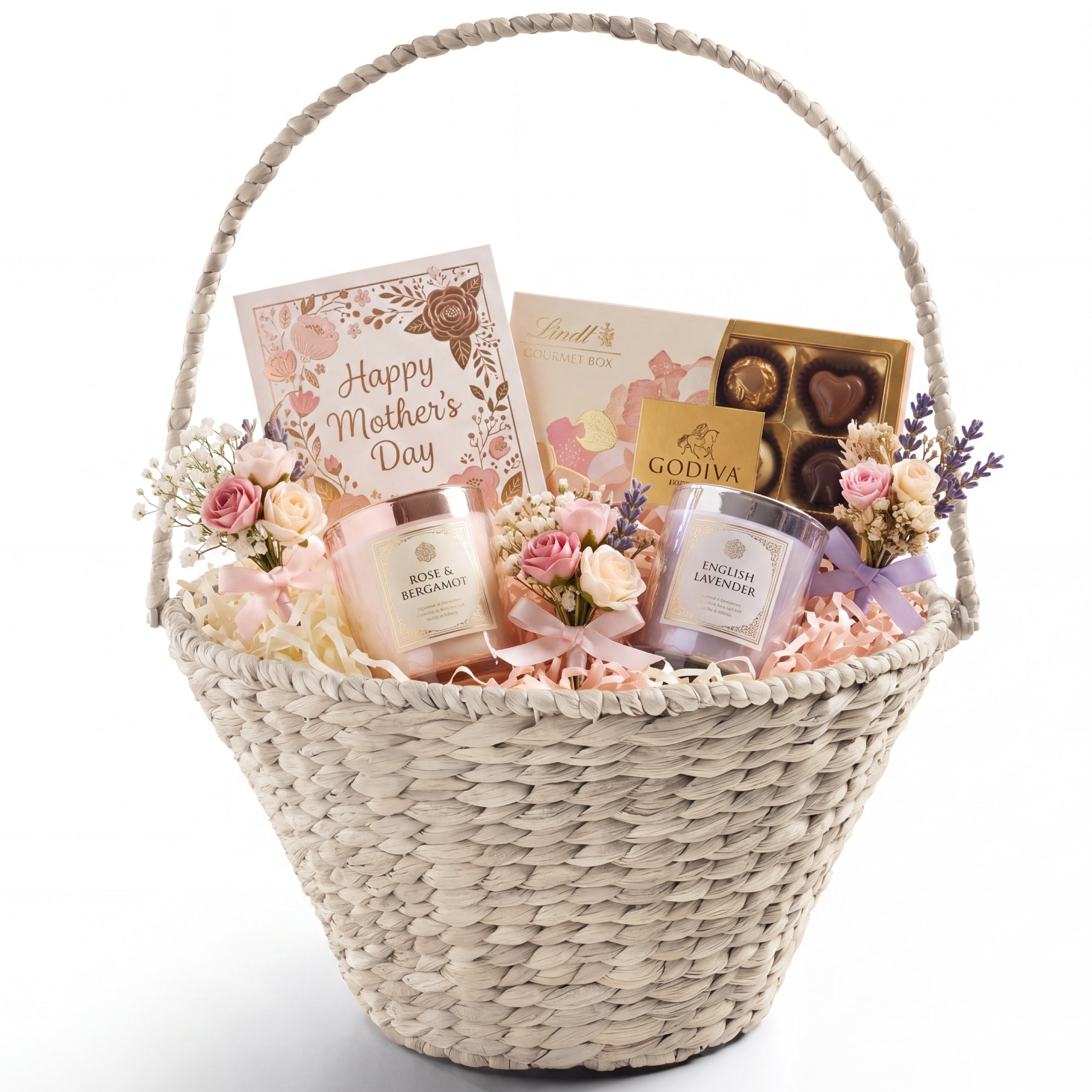 Handwoven Large Mother's Day Gift Basket 20in Basket w/Collapsible Handle