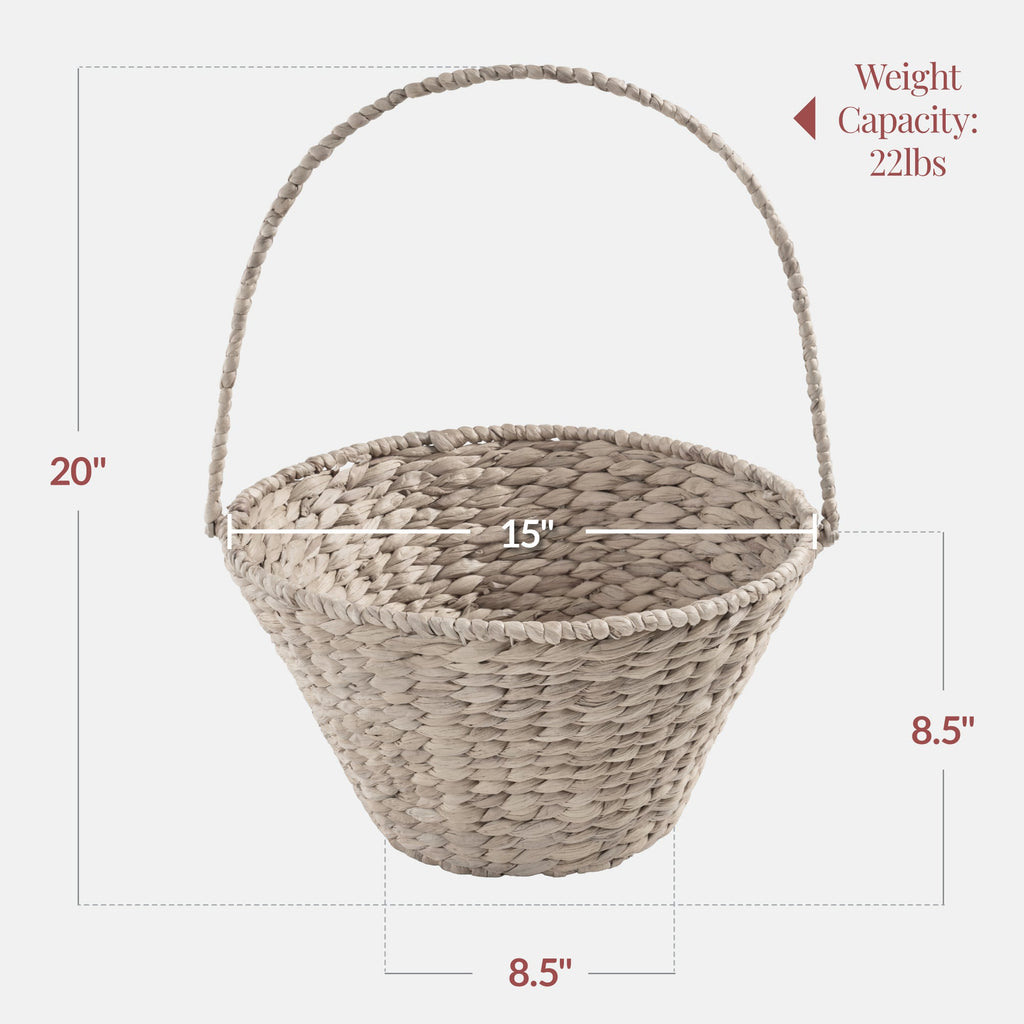 Handwoven Large Mother's Day Gift Basket 20in Basket w/Collapsible Handle