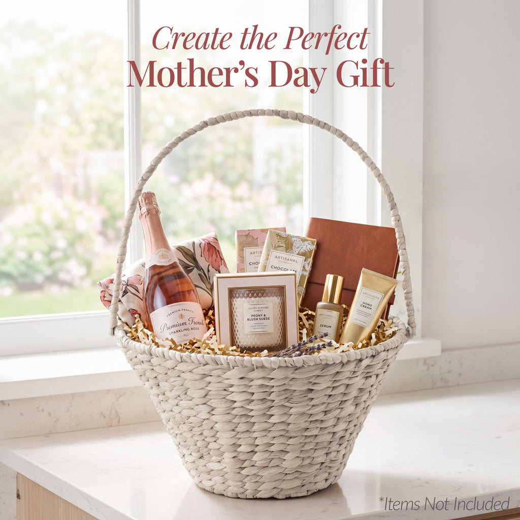 Handwoven Large Mother's Day Gift Basket 20in Basket w/Collapsible Handle