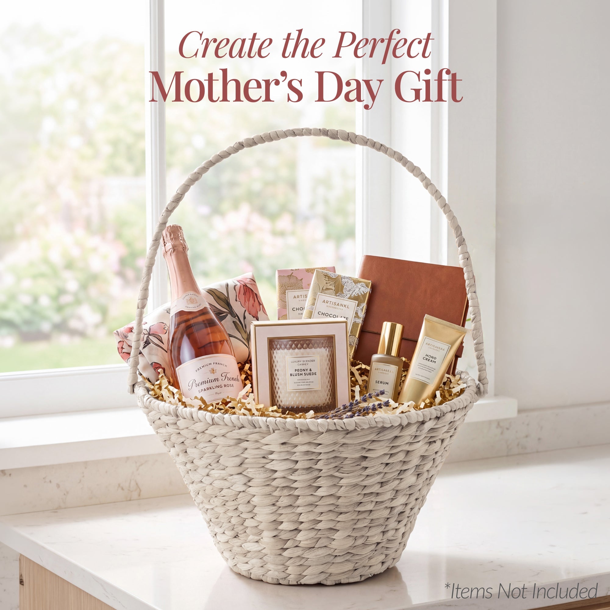 Handwoven Large Mother's Day Gift Basket 20in Basket w/Collapsible Handle