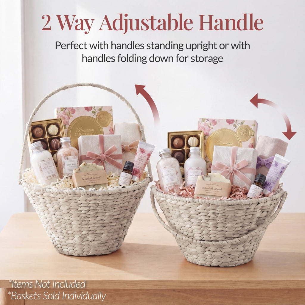 Handwoven Large Mother's Day Gift Basket 20in Basket w/Collapsible Handle