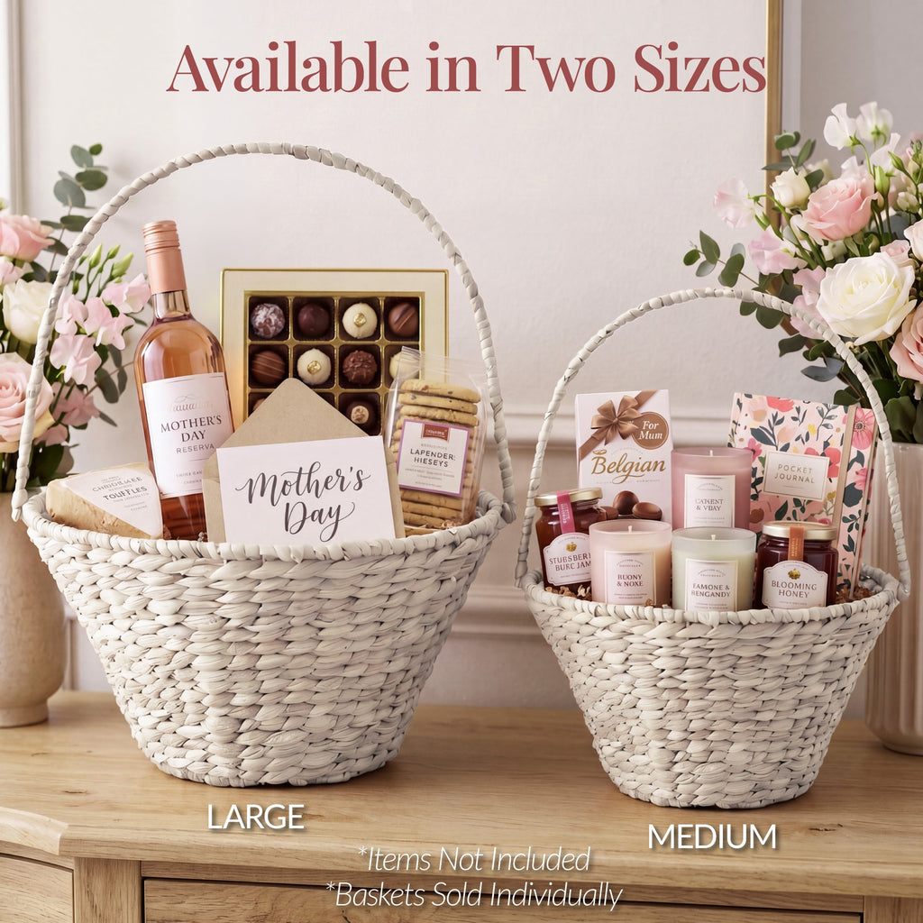Handwoven Large Mother's Day Gift Basket 20in Basket w/Collapsible Handle