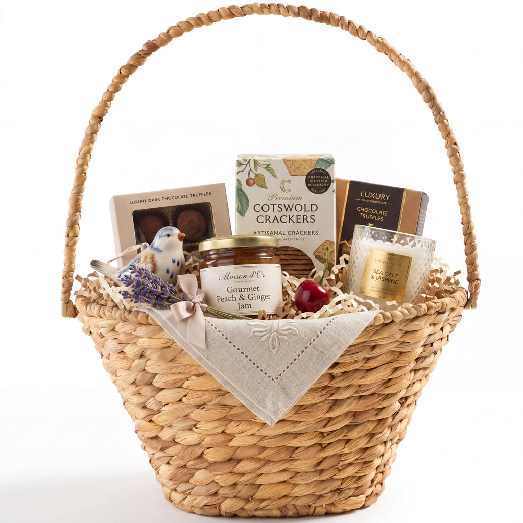 Handwoven Medium Mother's Day Gift Basket 20in Basket w/Collapsible Handle
