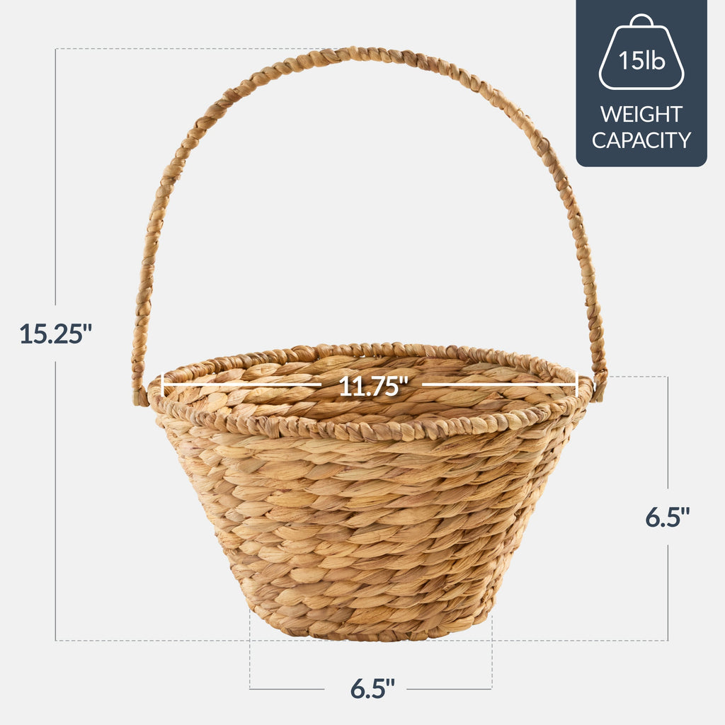 Handwoven Medium Mother's Day Gift Basket 20in Basket w/Collapsible Handle