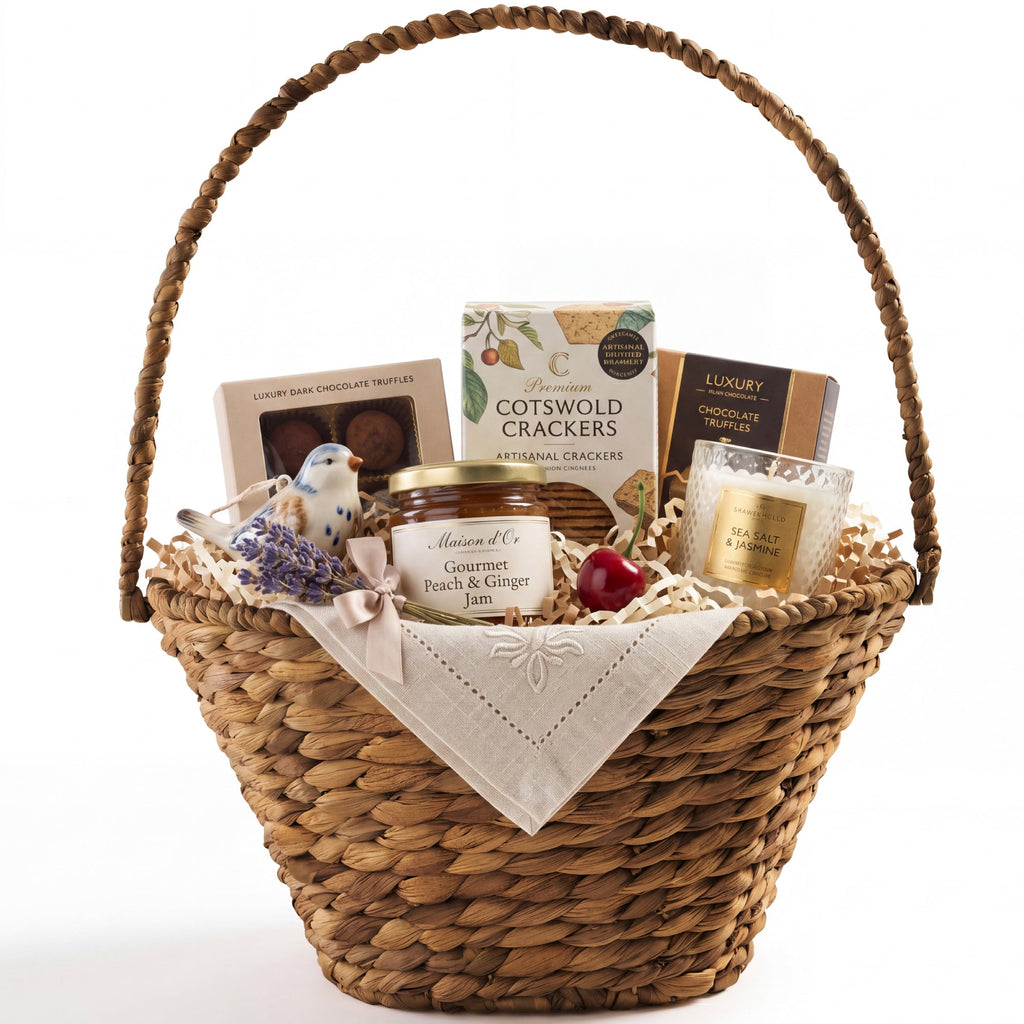 Handwoven Medium Mother's Day Gift Basket 20in Basket w/Collapsible Handle
