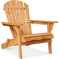 Folding Wooden Adirondack Chair Accent Furniture w/ Natural Woodgrain