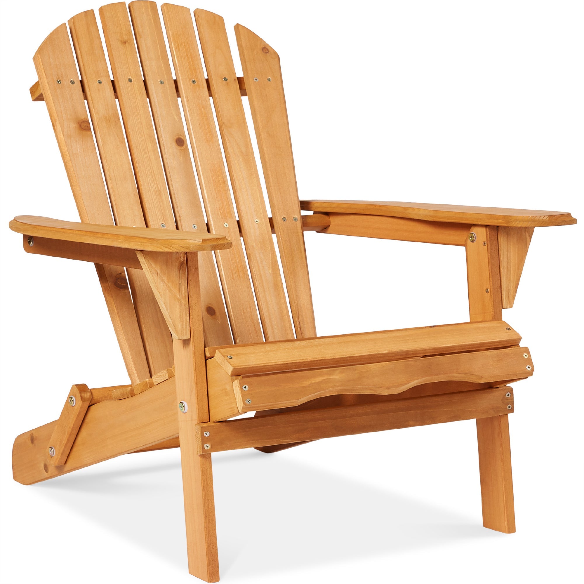Folding Wooden Adirondack Chair Accent Furniture w/ Natural Woodgrain