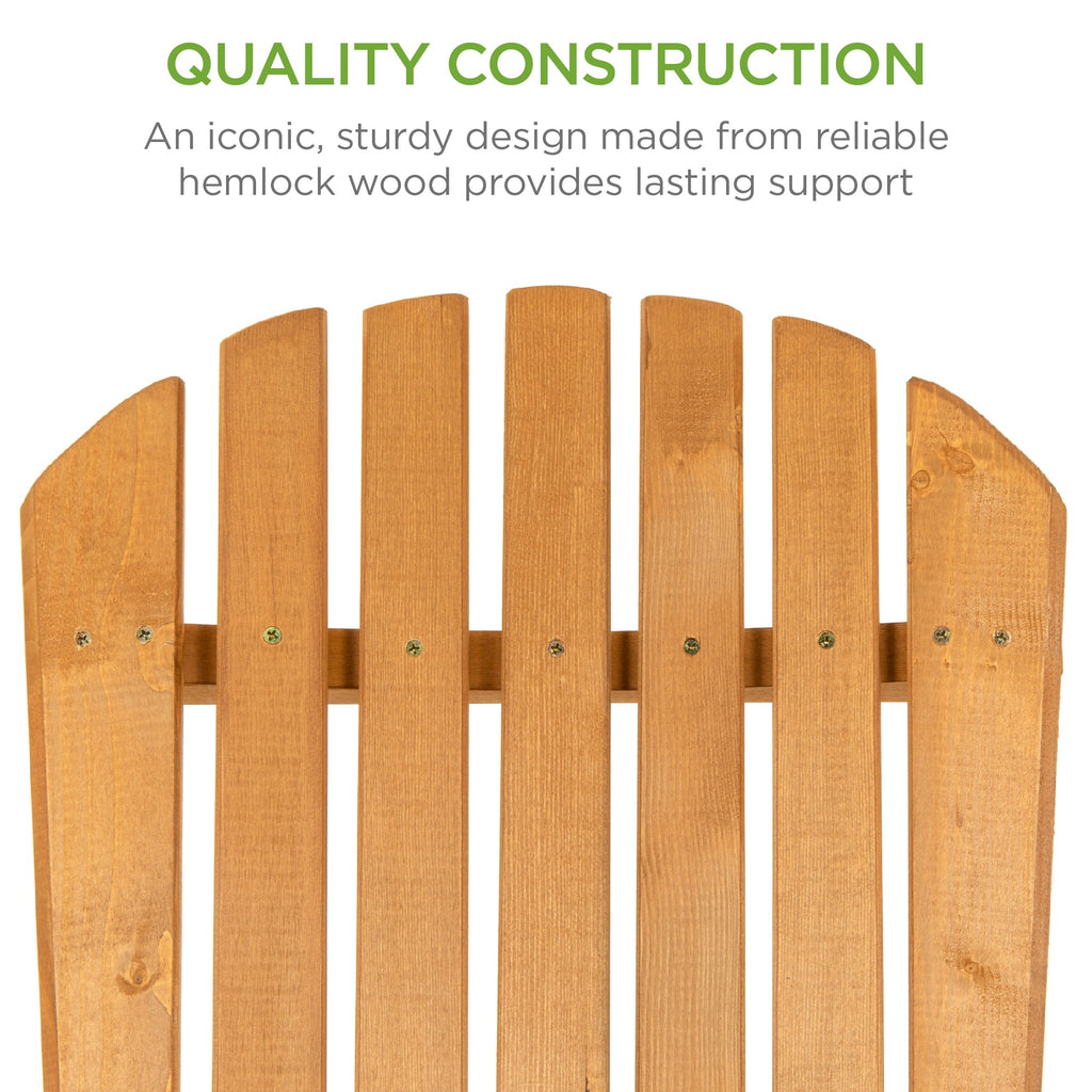 Folding Wooden Adirondack Chair Accent Furniture w/ Natural Woodgrain