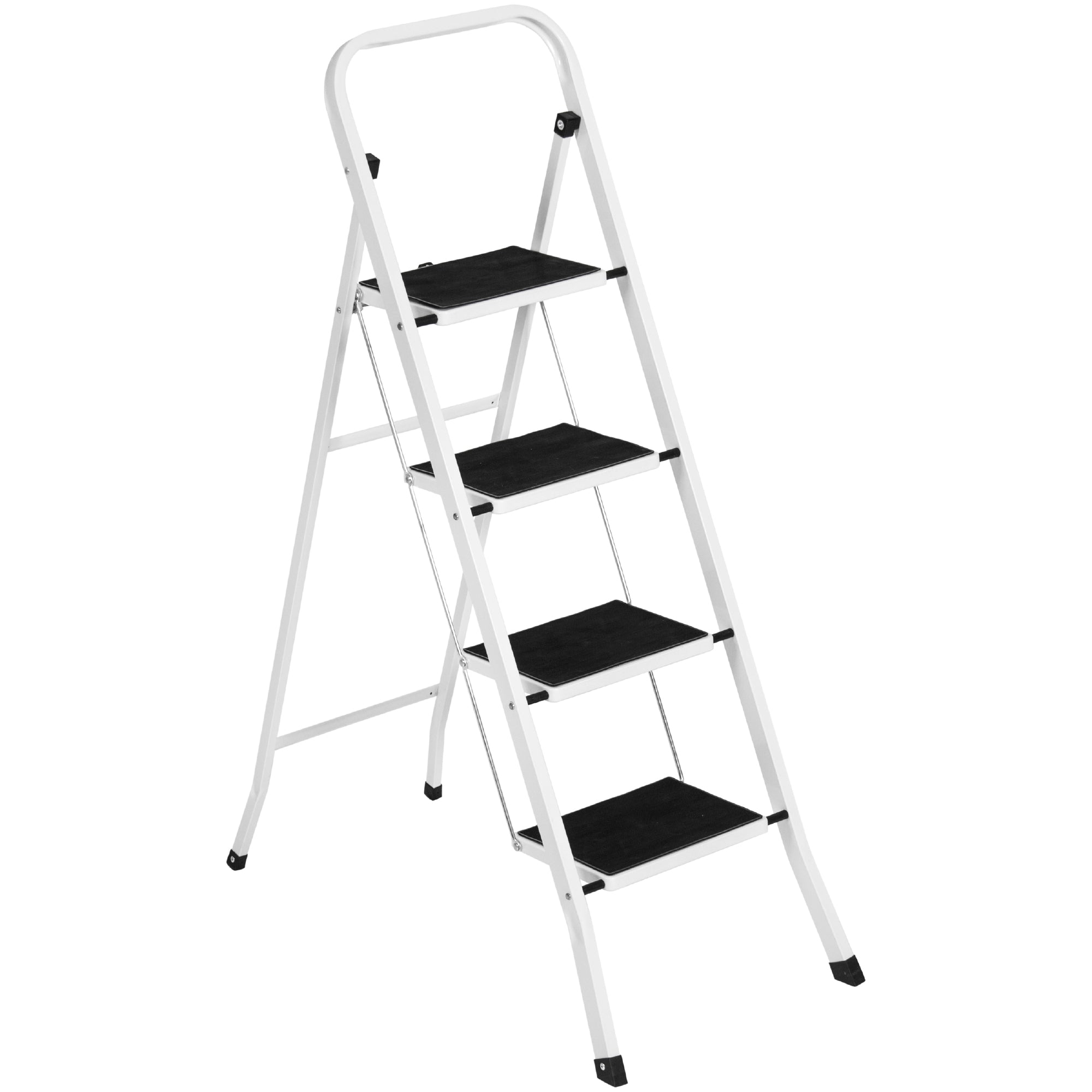 Folding Steel 4-Step Ladder w/ Hand Rail Wide Steps 330lbs Capacity