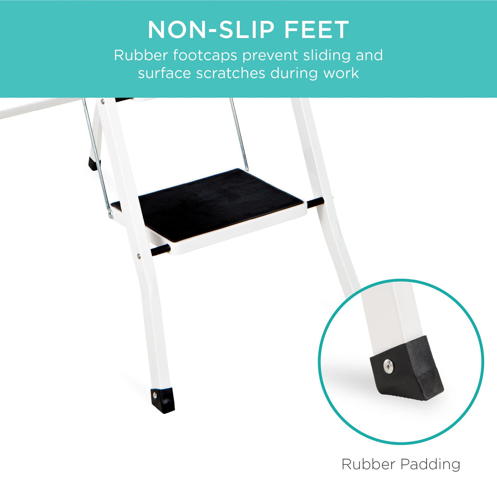 Folding Steel 4-Step Ladder w/ Hand Rail Wide Steps 330lbs Capacity