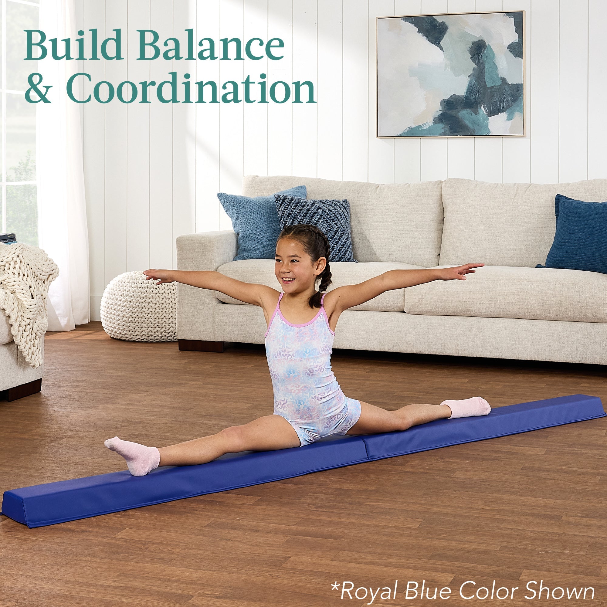 Folding Floor Balance Beam for Gymnastics Practice Exercise - 8ft