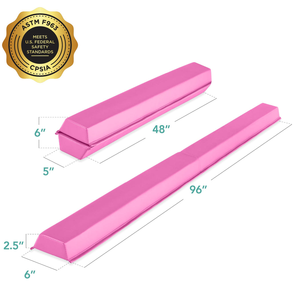 Folding Floor Balance Beam for Gymnastics Practice Exercise - 8ft