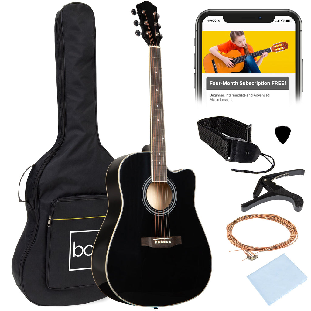 Full Size Beginner Acoustic Guitar Set with Case Strap Capo - 41in