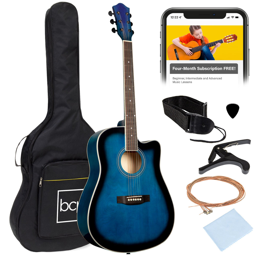 Full Size Beginner Acoustic Guitar Set with Case Strap Capo - 41in