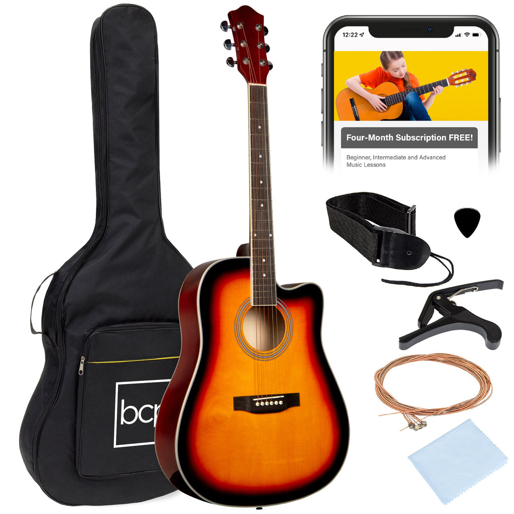 Full Size Beginner Acoustic Guitar Set with Case Strap Capo - 41in