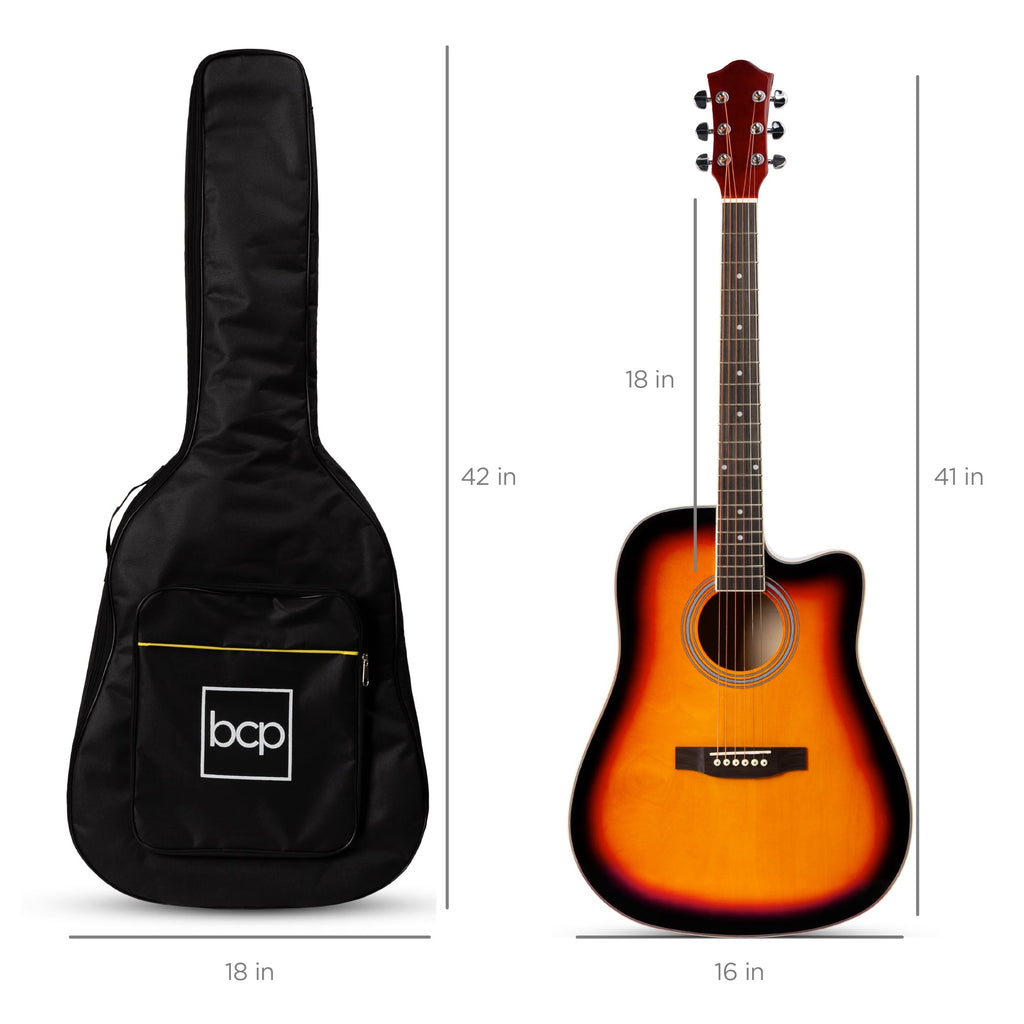 Full Size Beginner Acoustic Guitar Set with Case Strap Capo - 41in