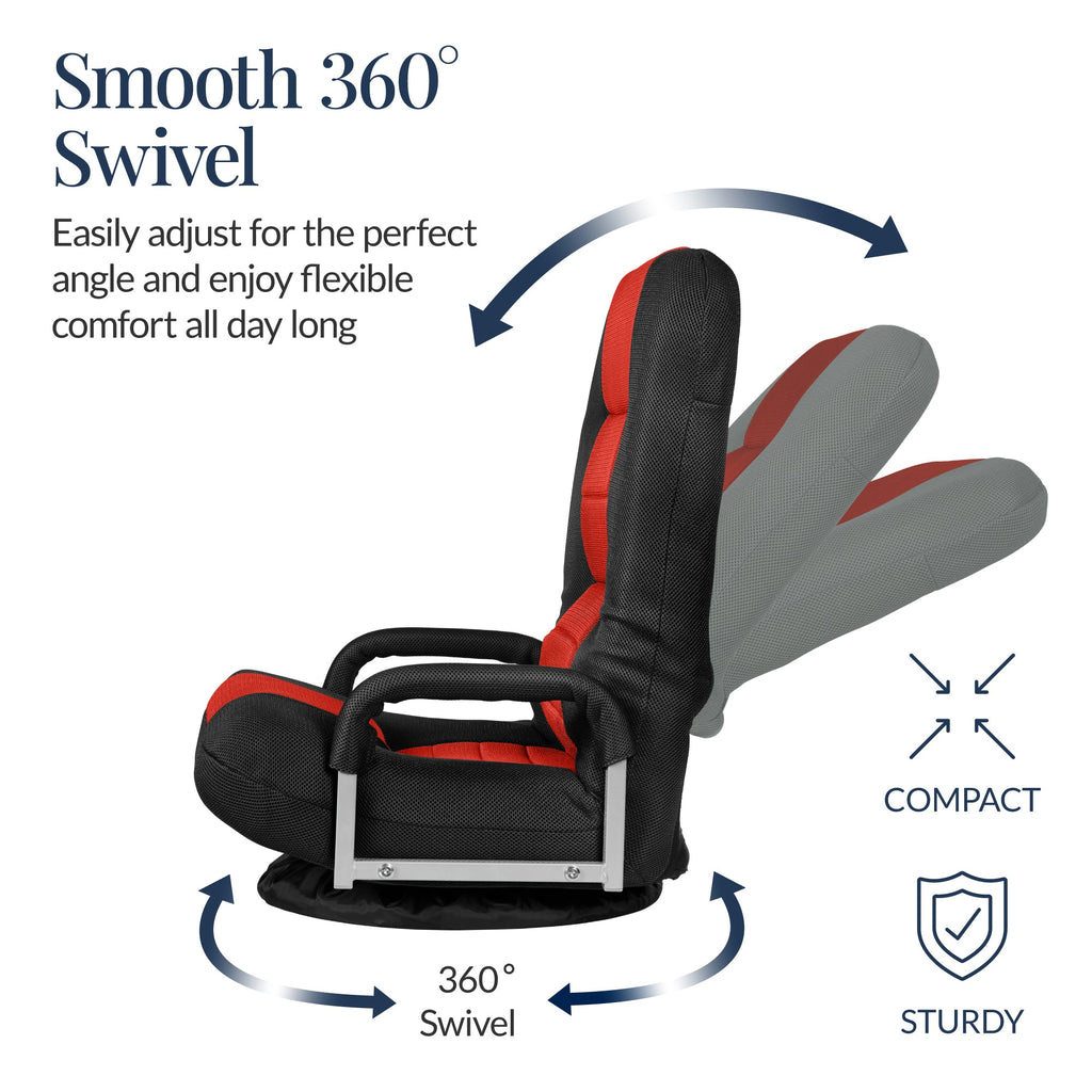 Gaming Floor Chair w/ 360-Degree Swivel Armrest Adjustable Backrest
