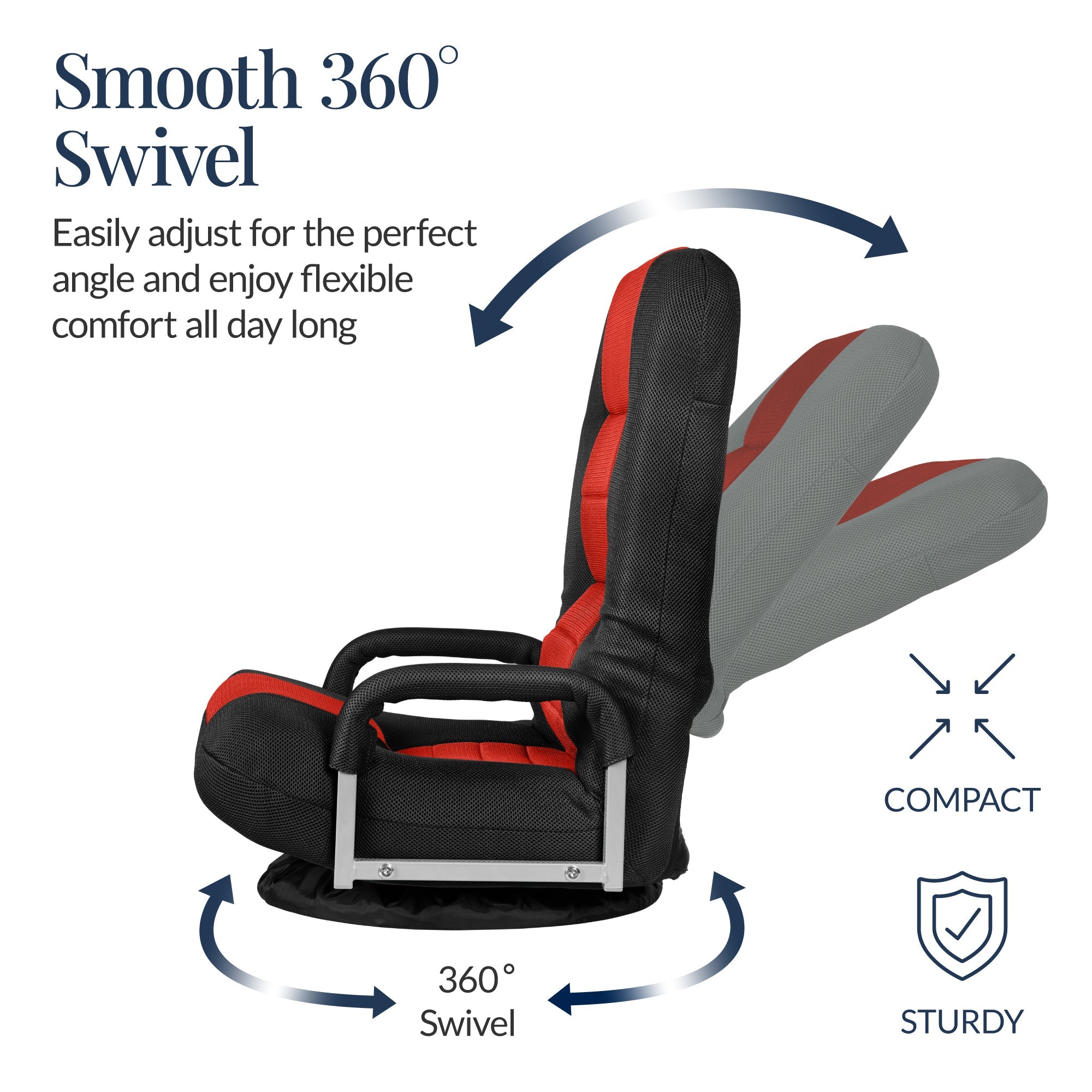 Gaming Floor Chair w/ 360-Degree Swivel Armrest Adjustable Backrest