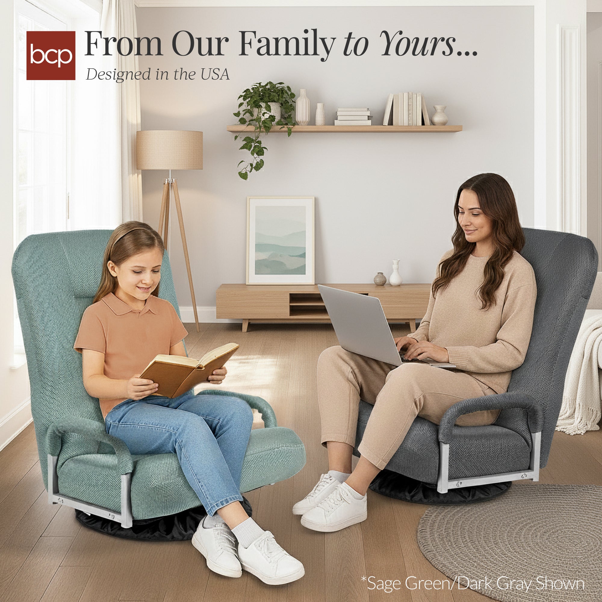 Gaming Floor Chair w/ 360-Degree Swivel Armrest Adjustable Backrest