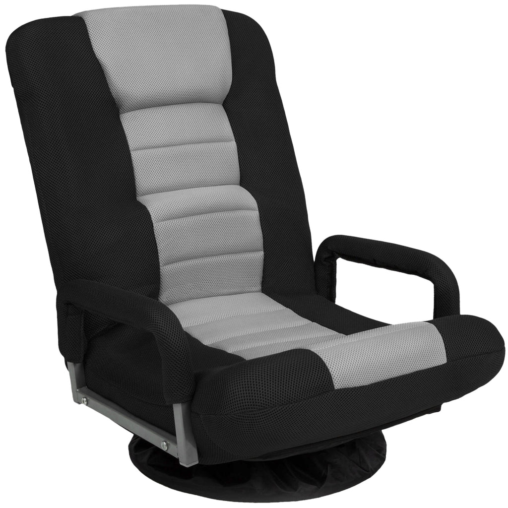 Gaming Floor Chair w/ 360-Degree Swivel Armrest Adjustable Backrest