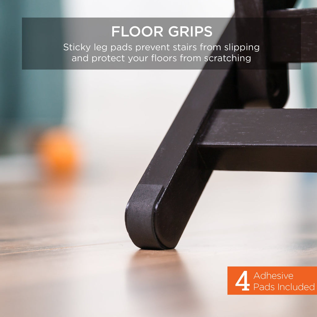 Foldable Adjustable Non-Slip Wide Wooden Carpeted Pet Step Stairs