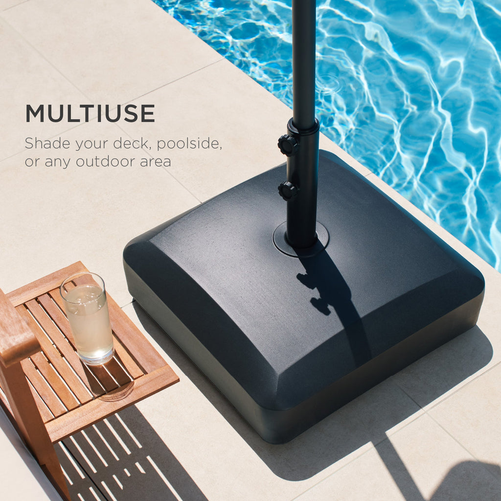 Fillable Mobile Umbrella Base Stand w/ 4 Wheels 2 Locks 123lb Capacity