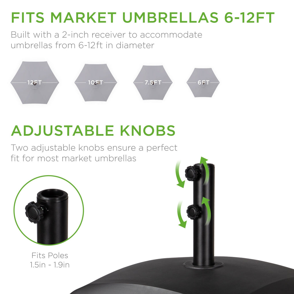 Fillable Mobile Umbrella Base Stand w/ 4 Wheels 2 Locks 123lb Capacity