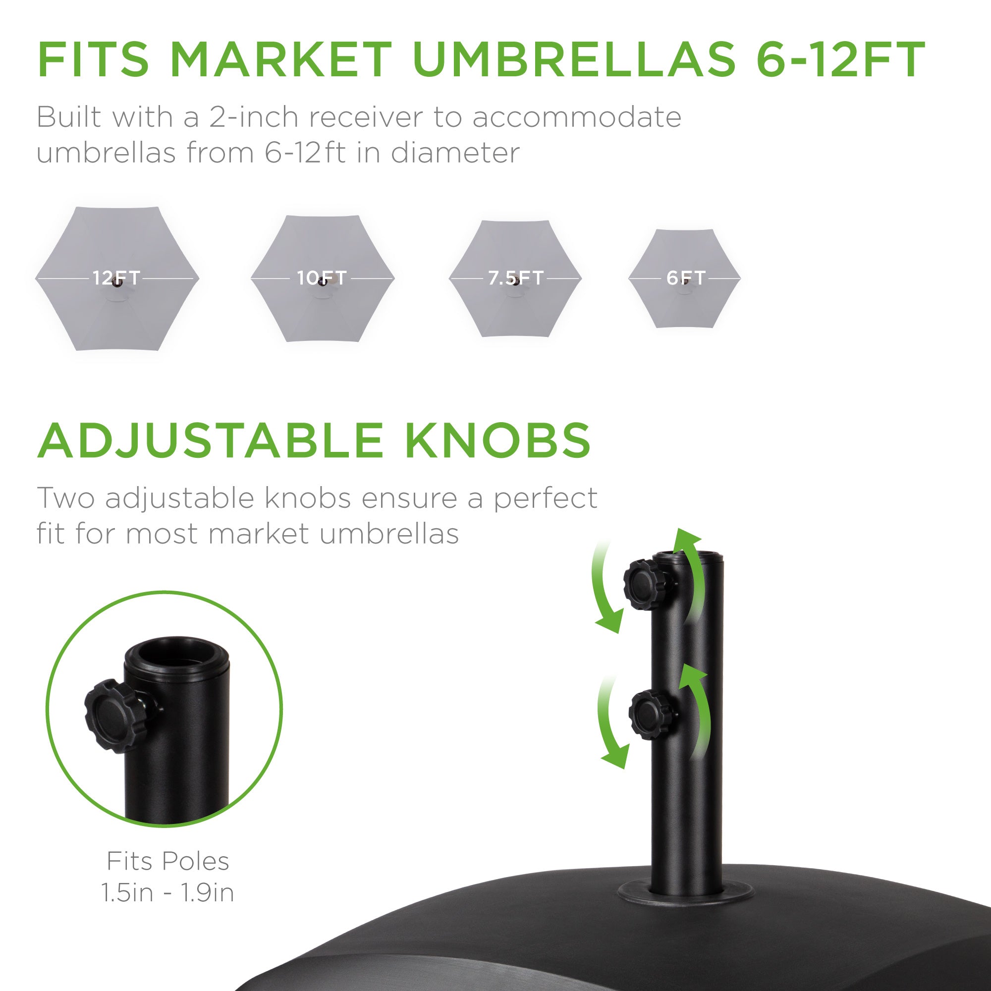 Fillable Mobile Umbrella Base Stand w/ 4 Wheels 2 Locks 123lb Capacity