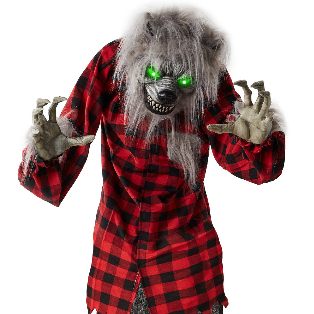 Howling Hudson Standing Animatronic Werewolf w/ Sounds LED Eyes - 5ft